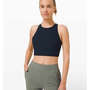 Lululemon Energy Bra High Neck Long Line Rib Black Women’s Size 6 J207